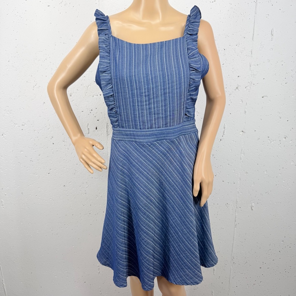 altard stateSize Medium Blue Chambray Pin Striped Overall Dress